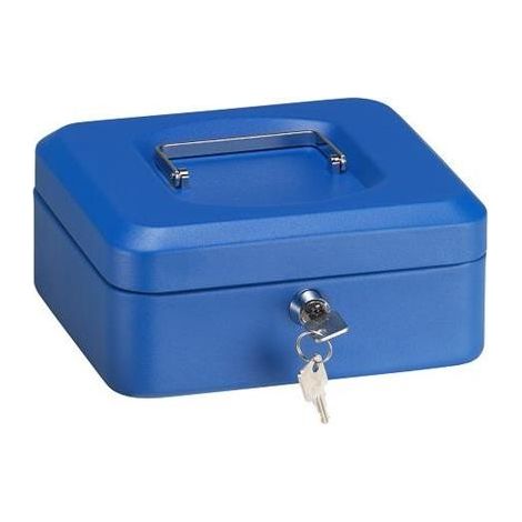 ARREGUI Elegant Cassetta di sicurezza con chiave per contare e trasportare denaro, Cassetta Portavalori in acciaio con vassoio Portamonete, Cassaforte portatile de 20 cm di larghezza Blu C9225