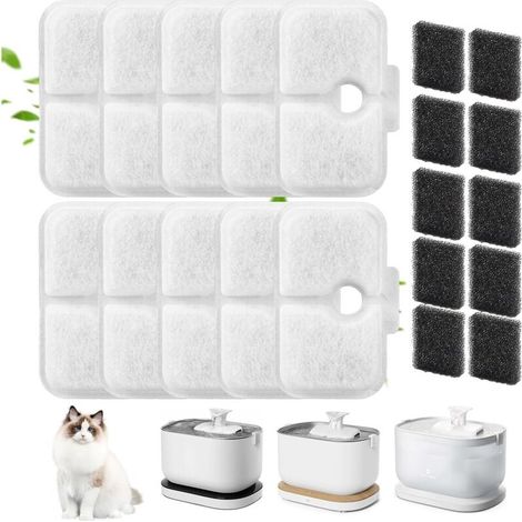 10 Cartouches filtrantes pour fontaine à eau chat, Compatible avec PLWF005 PLWF115 PLWF105, Filtre charbon actif anti-odeurs (1/4)