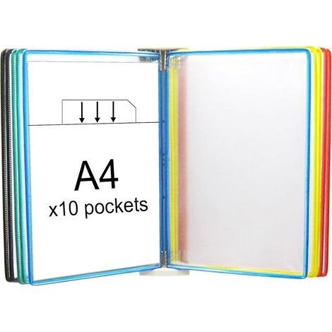 Système De Porte Document Mural, Support Kit Mural Document Métal, Classeurs Muraux, Avec 10x Panneaux D'affichage A4, Porte Documents Pour Halls D'exposition, Restaurants, Bureaux, Lieux Publics (1/5)