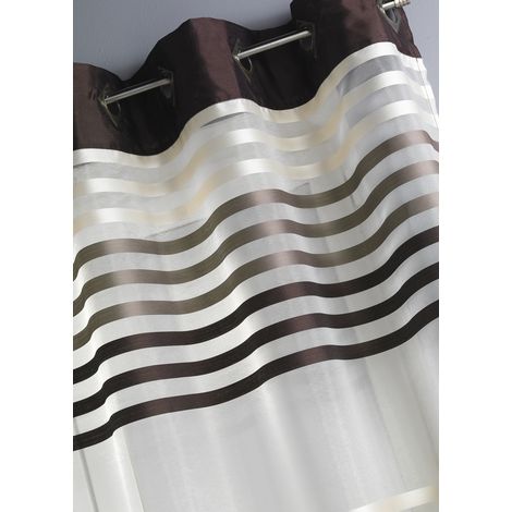 Voilage organza rayé et coloré Marron glacé 140x260 cm
