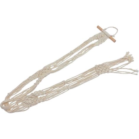 Porte-chapeaux mural en macramé, support pour ranger les chapeaux, corde en coton beige (1/5)