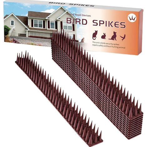 Bird and Animal Spikes, 12-Piece Anti-Climb Fence Set, Rustproof Strips, 10.5x4.7x43.5cm, Easy Mount Design, for Pigeons, Cats, Squirrels, Garden, Balcony, Yard, Indoor Outdoor Use (1/5)