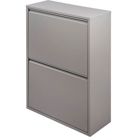 Pattumiera Raccolta Differenziata In Metallo Con 4 Cestini Estraibili E 2 Ante A Ribalta Bidone Cestino Salvaspazio Per Cucina Balcone Lavanderia Moderna 60 x 25 x 92.5 Cm Grigio