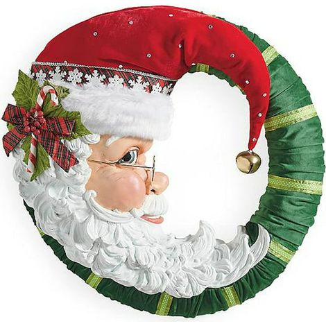 Guirlande de Noël, couronne lunaire Père Noël 35cm, décoration murale et porte d'entrée, accessoire festif pour maison (Père Noël) (1/5)