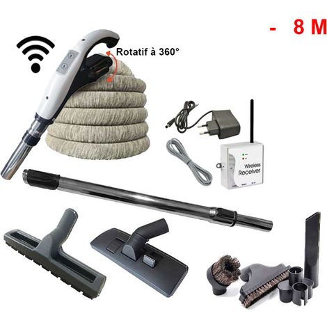 Set 7 accessoires + 1 flexible RETRAFLEX - longueur au choix (de 8 à 15m) + housse de protection + poignée à bouton marche/arrêt télécommande intégrée 915 Mhz RETRAFLEX et HIDE-A-HOSE (Émetteur-récept