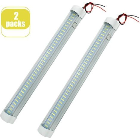 2PCS 12V-80V Barre de lumière intérieure à LED Eclairage Voiture Lumineuse avec Interrupteur on/Off pour Van Camping Camion Bateau (1/4)