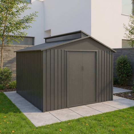 Cobertizo de jardín de metal - MADERA ENVEJECIDA - 7,3 m²