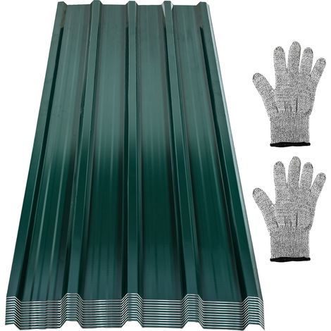 Swanew – Panneaux de toiture 129x46cm vert en tôle bac acier galvanisé – Lot de 24 pièces – Résistants aux intempéries et à la rouille – Installation flexible