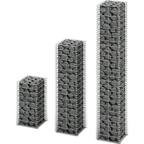 3 Piece Gabion Set Galvanised Wire vidaXL (1/4)