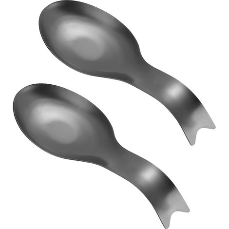 Repose Cuillère En Acier Inoxydable - Support Ustensiles Cuisine Noir - Pour Plan De Travail Et Cuisinière - Lot De 1 (1/5)