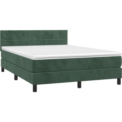 Sommier à lattes de lit et matelas Vert foncé 140x200cm Velours vidaXL
