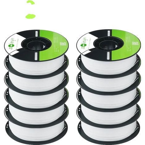 Filamento per stampante 3D, diametro 1,75 mm, alta precisione, 10 pezzi, PLA bianco (1/2)