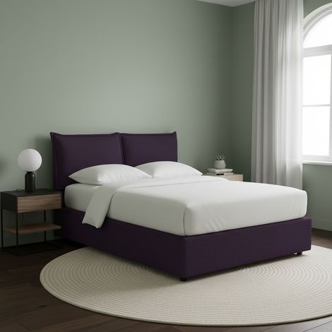 Letto Singolo Newquay, Sfoderabile, Contenitore Made in Italy, Viola (1/5)