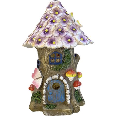 Lampe solaire décorative en forme de maison d'elfe pour jardin, cour, balcon ou pelouse. (1/5)