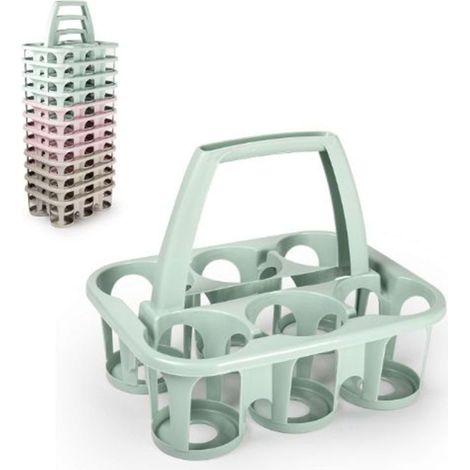 1 Pezzo Cestello Portabottiglie in Plastica 6 Posti Vari Colori