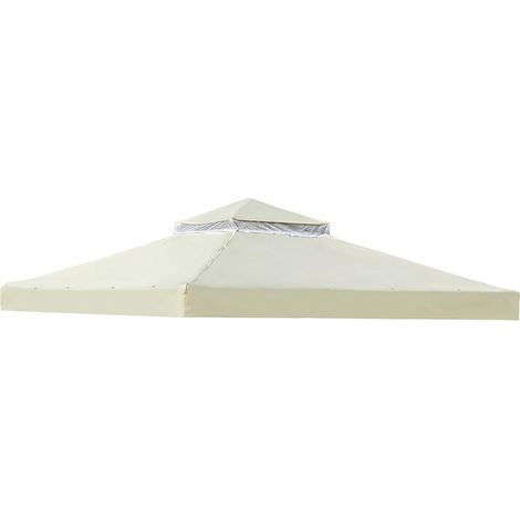 Waterproof replacement canopy for gazebo, with breathable mesh, UV-resistant and stable, double roof structure, including drainage holes, ideal for garden shelters (3 x 3 m, beige) (1/5)