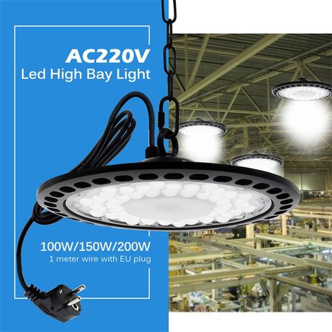 UFO-Fabrikleuchte, energiesparende Glühbirne für industrielle Anwendungen, Farbwiedergabeindex (CRI) ≥ 80, EU-Stecker, 6500 K, 150 W (1/5)