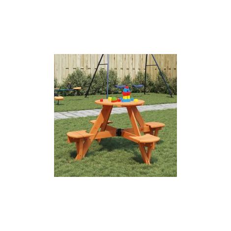 Table de pique-nique pour 4 enfants avec trou de parasol rond (1/5)