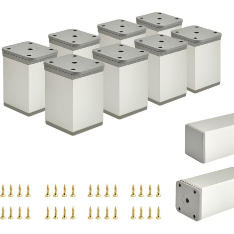 8 patas básicas para muebles Sección transversal: 40 x 40 mm Altura: 60 mm Color: Aluminio + tornillos incluidos (1/5)
