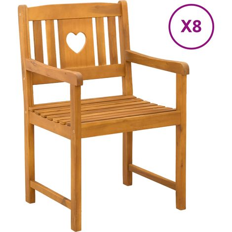 Chaises de jardin 8 pc Naturel Bois d'Acacia Massif vidaXL