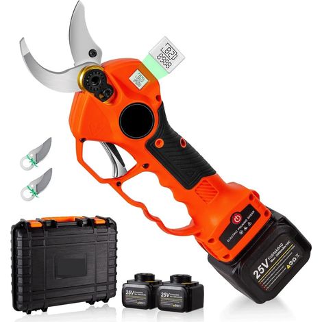Sécateurs électriques Sécateur à Batterie Professionnel, cisaille électrique sans Fil 25 V diamètre de Coupe 40 mm (LCD Orange) Ciseaux électriques Professionnels (1/5)