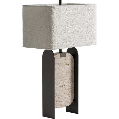Lampe à poser contemporaine en marbre - gris et blanc cassé (1/5)