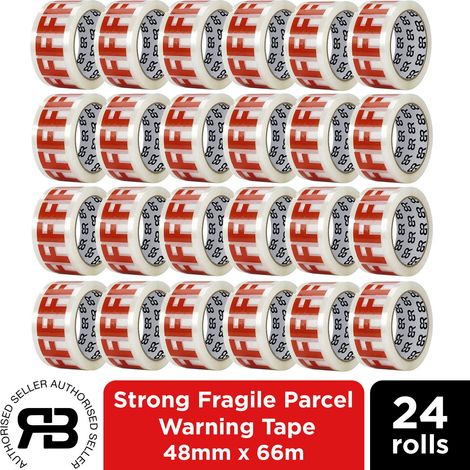 Fragile Tape 48mm x 66m Packing Tape for Parcels & Boxes, 24 Rolls (1/5)