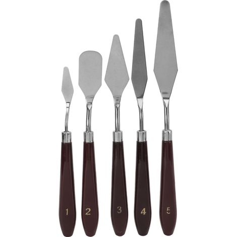 5Pcs Palettes Knife Ergonomic Handle Thick Flexible Blade Good Corrosion Resistance Abstract Palettes Knife Painting (1/5)