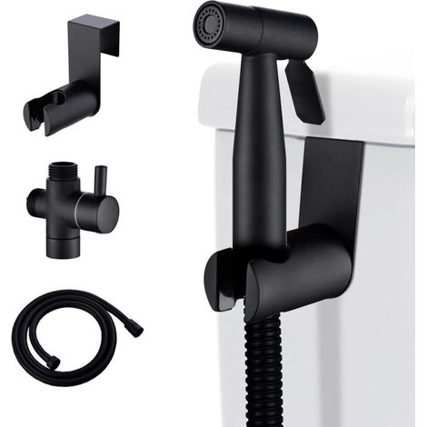 Edelstahl-Toilettenspülgerät mit einstellbarem Druck für die Intimhygiene, tragbar und diskret, schwarze Farbe