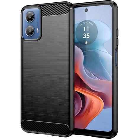 Custodia Techsuit in silicone effetto carbonio per Motorola Moto G34, cover, retro rinforzato, (1/5)