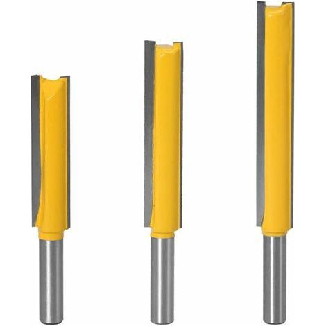 3pcs 8mm Flush Trim Router Bits Extra Long Mèches Carbide Router Bits à Bois Fraise à Menuiserie Outil de Woodworking Cutter Lame 50mm 63mm 76mm (1/4)
