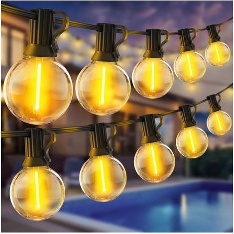 Guirlande Exterieur Lumineuse Led Guirlandes 26.5m Guinguette Exterieure G40 100FT IP44 girlandes de lumières Étanche Ampoule pour Jardin Terrasse Balcon Mariage Exterieure Décoration (1/5)