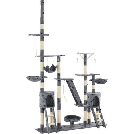 Katzen-Kratzbaum Sisal 230-250 cm Pfoten-Aufdruck Grau