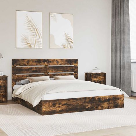 Aufbewahrungsbett Geräucherte Eiche 180 x 200 cm Holzwerkstoff