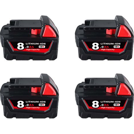 PDstation 4er-Pack 8,0 Ah 18 V Lithium-Ersatzakku für Milwaukee 18 V M18 48-11-1820 48-11-1850 48-11-1860 48-11-1828 48-11-1852 (1/5)