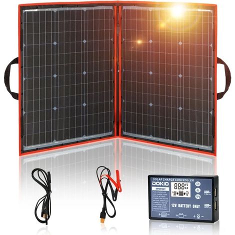 Panneau solaire flexible et pliable 100w (50Wx2pcs) pour les voyages, les bateaux et les camping-cars, panneau solaire portable de haute qualité (1/5)