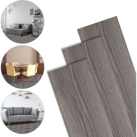 Jiubiaz Suelo vinílico de PVC autoadhesivo roble oscuro, 7 lamas, 1 m², para despacho, salón y pasillo