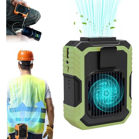 Ventilateur Portable à la Taille 2-en-1 avec Batterie Externe – Turbo Puissant, Support Bureau, Refroidissement Nomade pour Extérieur (1/5)