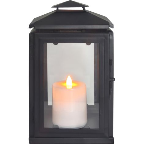 TrendLine LED-Grablaterne mit Timer 22 x 14 cm warmweiß schwarz