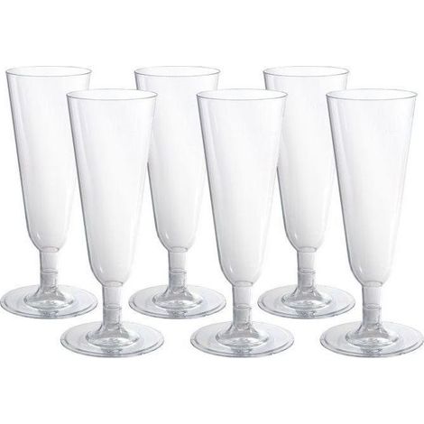 6 Flute Bicchieri Plastic Trasparenti Calice Spumante Champagne Natale (1/4)