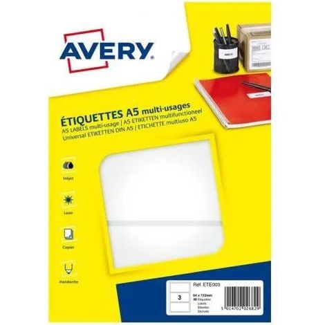 Avery Ete003 etichette bianche 64 x 133 mm 48 pezzi
