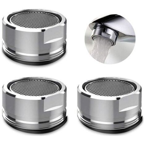 3-teiliger Wasserhahnbelüfter, Wasserhahnfilter mit Dichtung für Küche und Bad – Silber (Außendurchmesser 24 mm) (1/4)