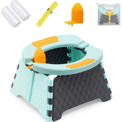 Coussin rigide bleu pour toilettes pliables pour enfants (1/5)