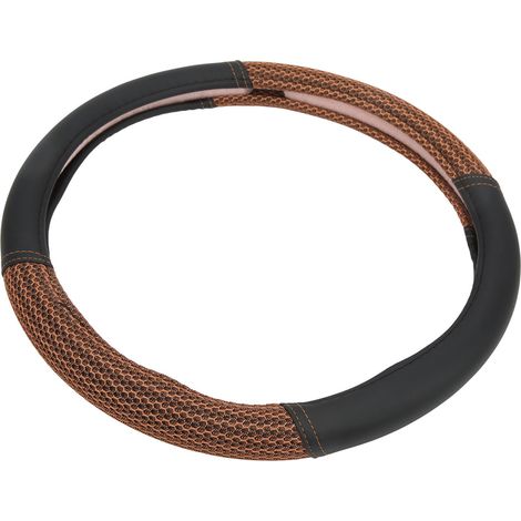 Housse de volant de voiture 15 pouces, bicolore, meilleure prise en main, universelle, marron (1/5)