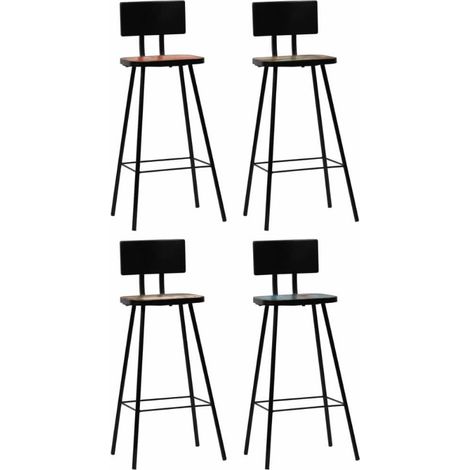 Chaise de bar bois massif et métal noir Iar - Lot de 4 (1/5)