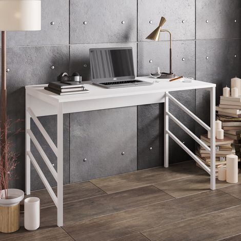 Decorotika Tuna Modern Computer Desk Study Desk Workstation Computer Table Work Table Home Office Table -Blanc (1/3)