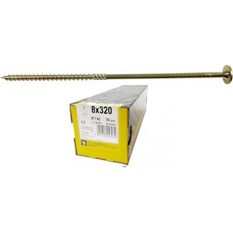 Vis à bois Tête plate 8x320 Torx - Résistantes - Idéales pour construction - Haute qualité