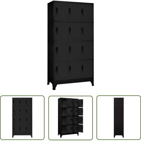 Schließfachschrank Schwarz 90x45x180 cm Stahl vidaXL (1/5)