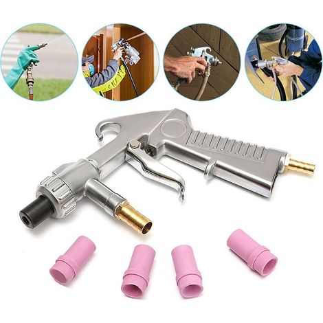 Pistola de chorro de arena neumática con 4 boquillas cerámicas – Caudal máximo 200 l/min – Presión 6 bar – Conector universal para compresores (1/5)