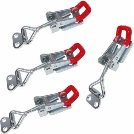 4 Pièces Métal levier Grenouillère à levier,Boîte Capuchon Cadenas 4002,Sauterelles tirer Action Loquet de dégagement rapide 220Kg/485 lbs,Réglable Bouton à bascule Loque (1/5)